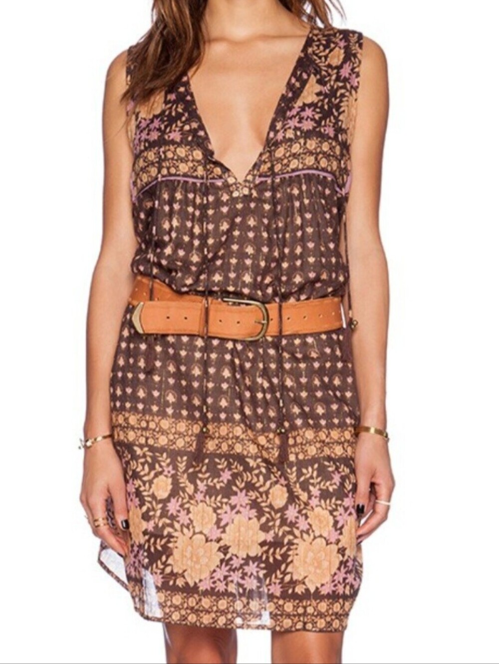 Spell &Gypsy Designs Vintage Brown Sleeveless Dress Medium